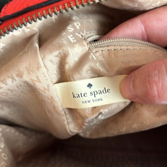 Kate Spade Neon Orange shoulder handle bag purse ostrich print - some wear read! - Picture 12 of 16